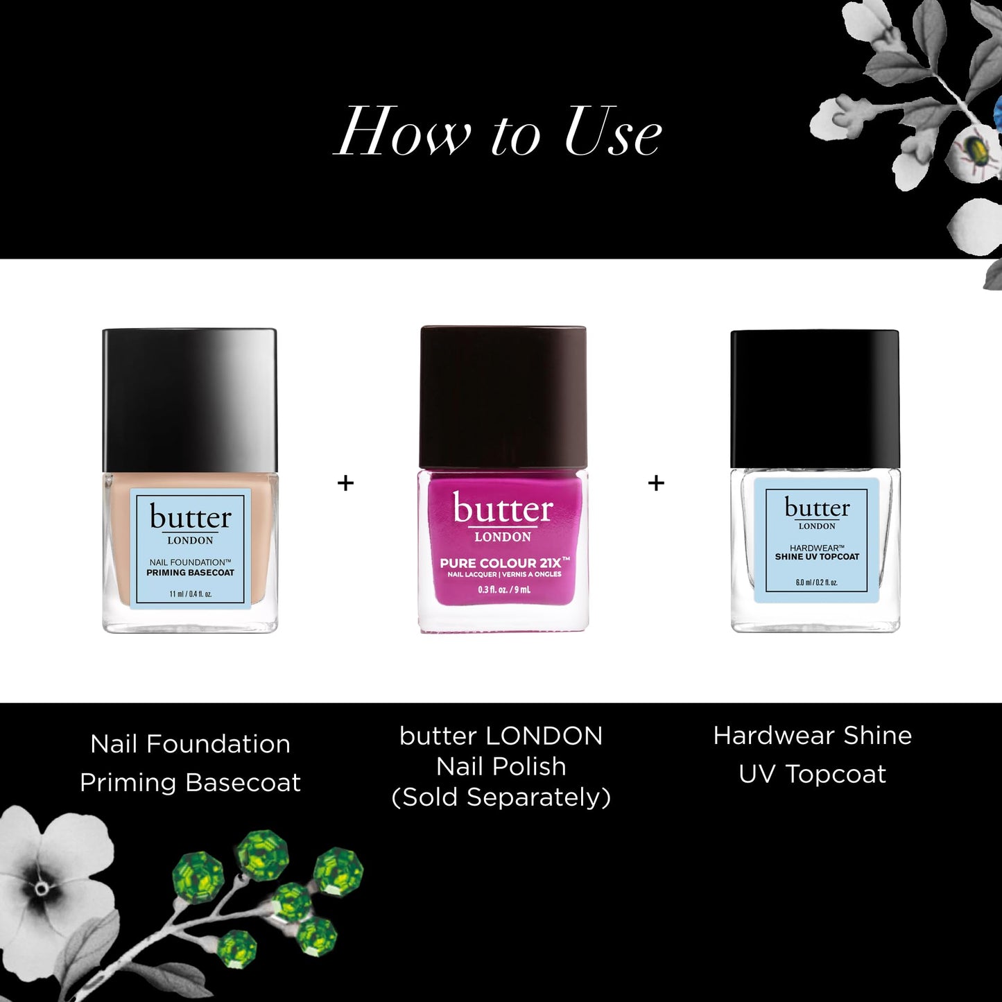 butter LONDON Nail Polish Set - UV Gel-Like Top Coat & Nail Lacquer, (Priming Basecoat)