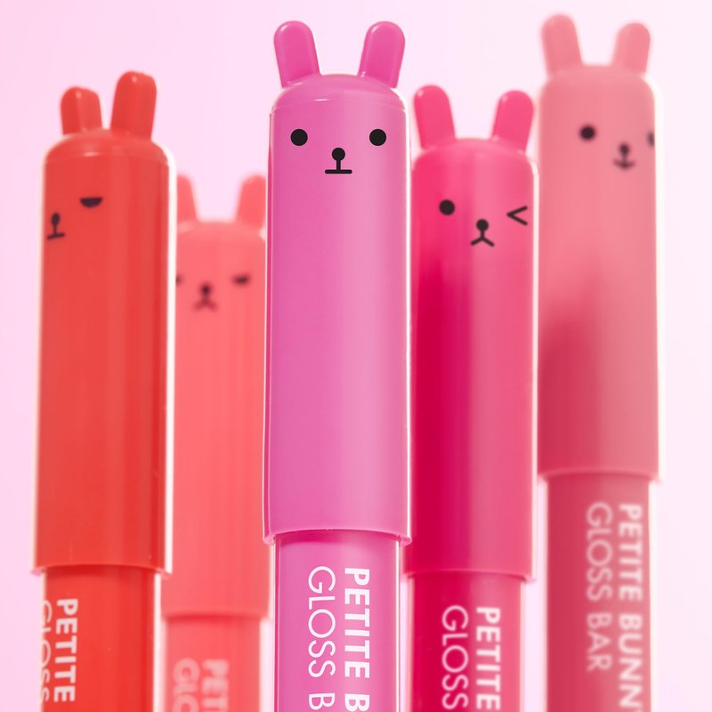 TONYMOLY Petit Bunny Lip Gloss 3 Pack – Easter Basket Stuffers for Girls, Cute Bunny Lip Gloss Set, Hydrating Korean Lip Crayon with Vitamin E, Moisturizing & Glossy Finish