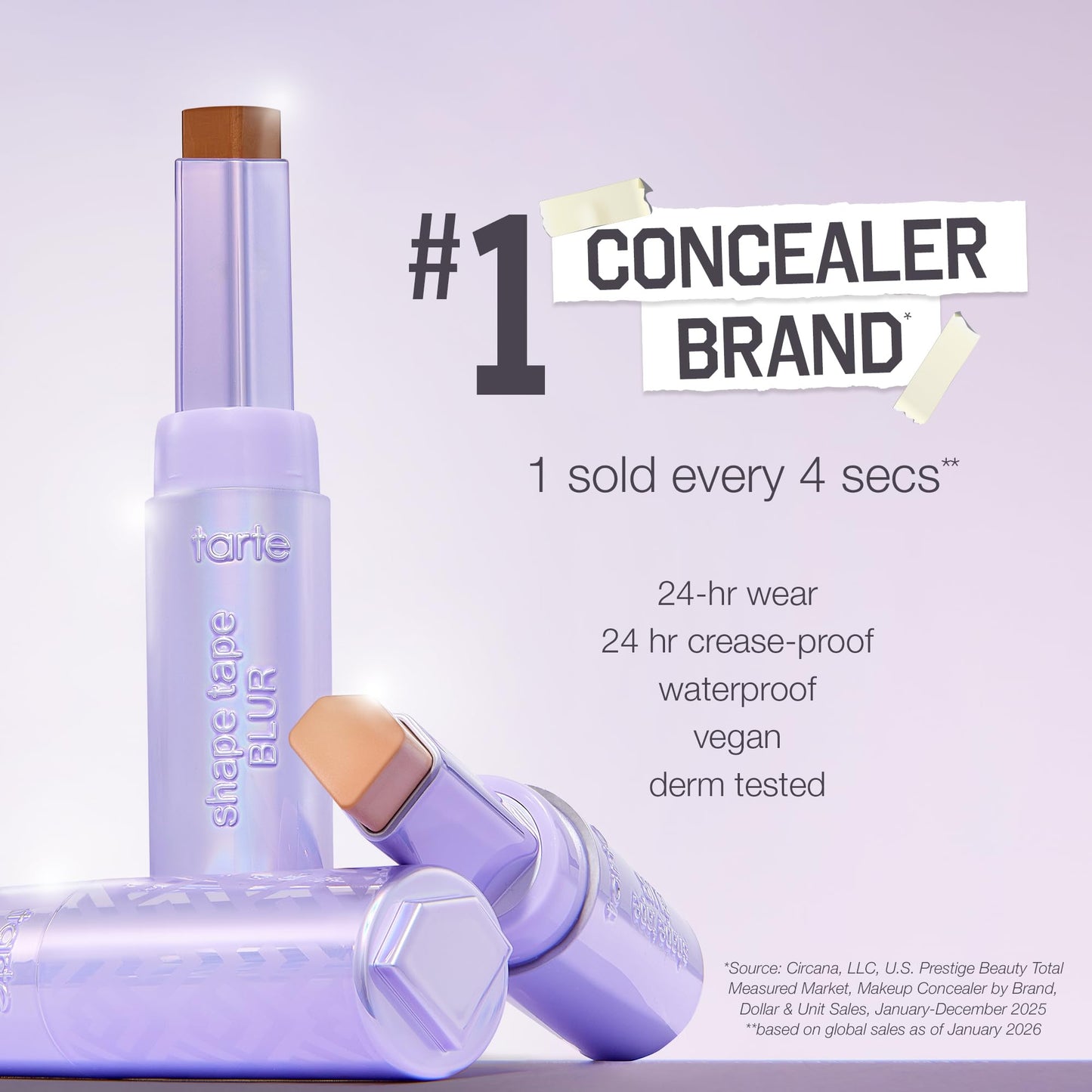 tarte shape tape blur concealer stick - Full Coverage Crease-Proof Makeup, Diamond-Shaped Precision Tip for Instant Eye Lift Effect, 50% Skin-loving Ingredients, Vegan & Cruelty-Free full size, 22N