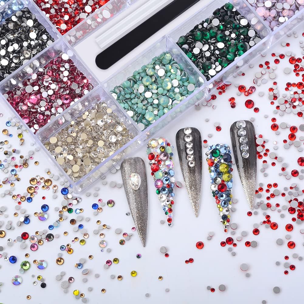 14400 Pcs Multi-Colored Nail Art Rhinestones & Glass Crystals Set with Picker