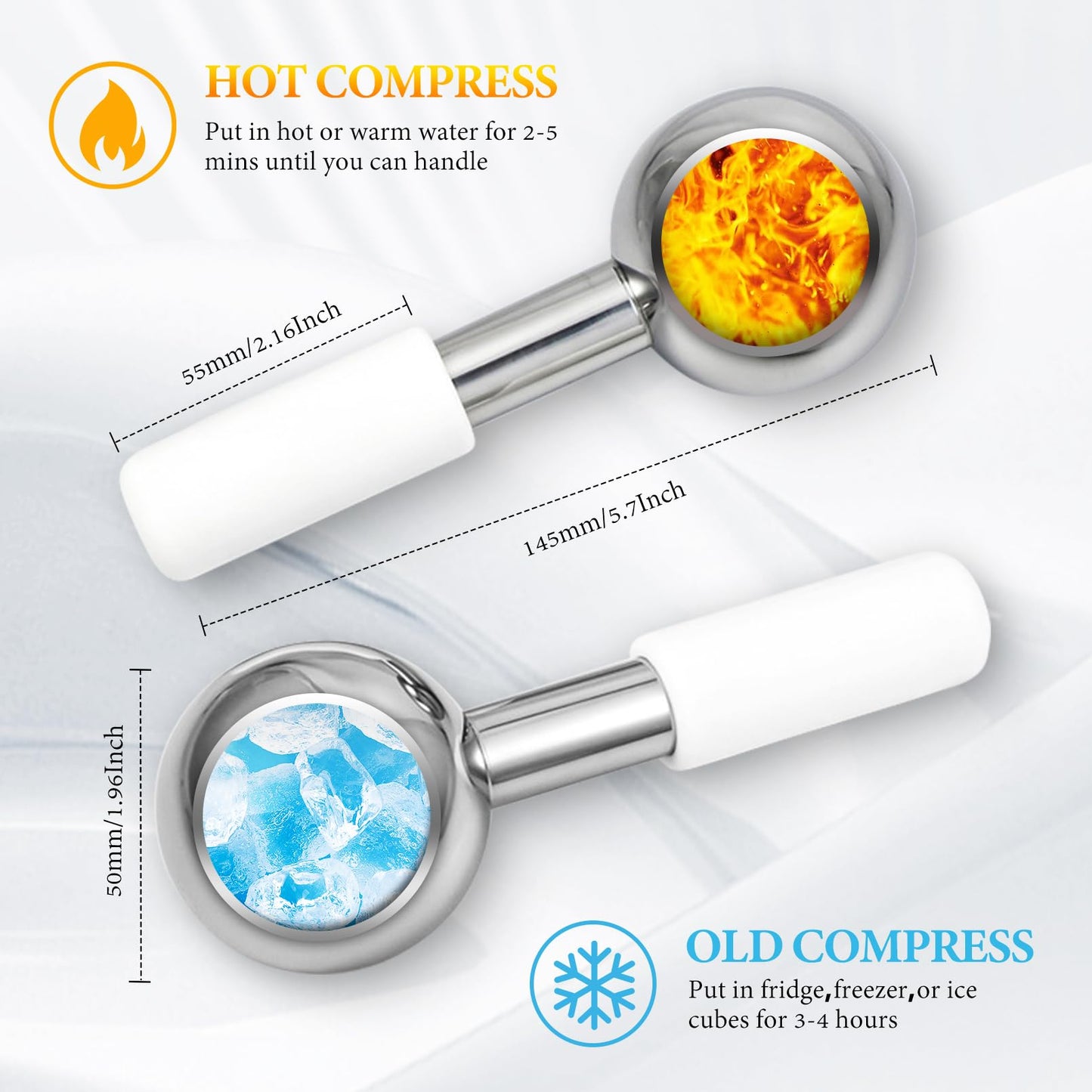 CUTELIILI Ice Globes for Face, Unbreakable Stainless Steel Ice Globes for Facials for Puffiness, Wrinkles,Ice Balls for Face Neck & Eyes Skin Care