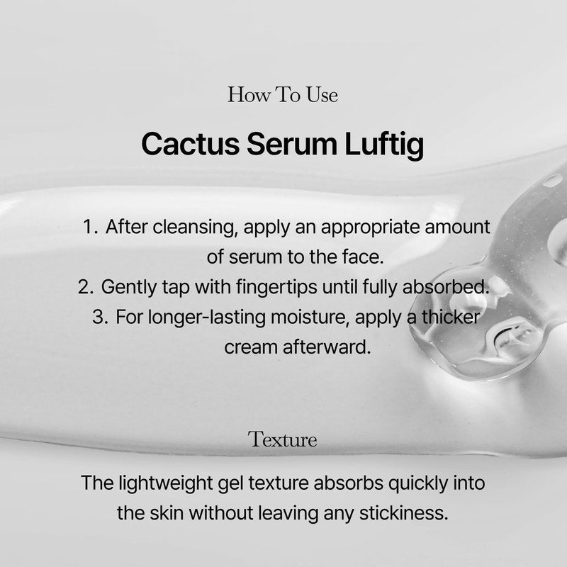ODELOI Cactus 76% Serum Luftig 1.69 fl.oz / 50ml, Water Based Hydration with Opuntia Extract, Hyaluronic Acid & Allantoin, For Dry and Sensitive Skin Types, Korean Skincare