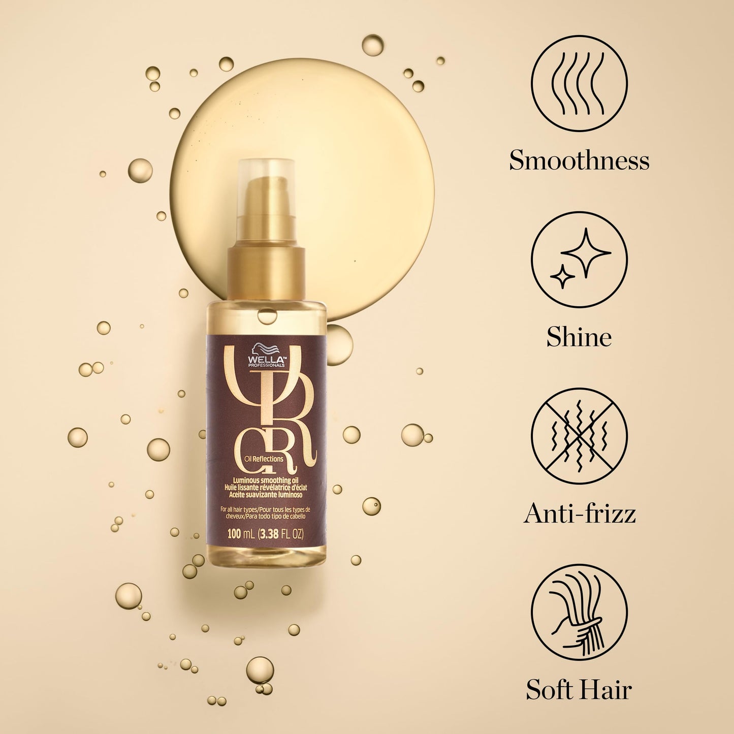 Wella Professionals Oil Reflections Luminous Smoothing Hair Oil | Adds Smoothness & Shine for All Hair Types | With Macadamia Seed & Avocado Oils | 3.38 Fl Oz