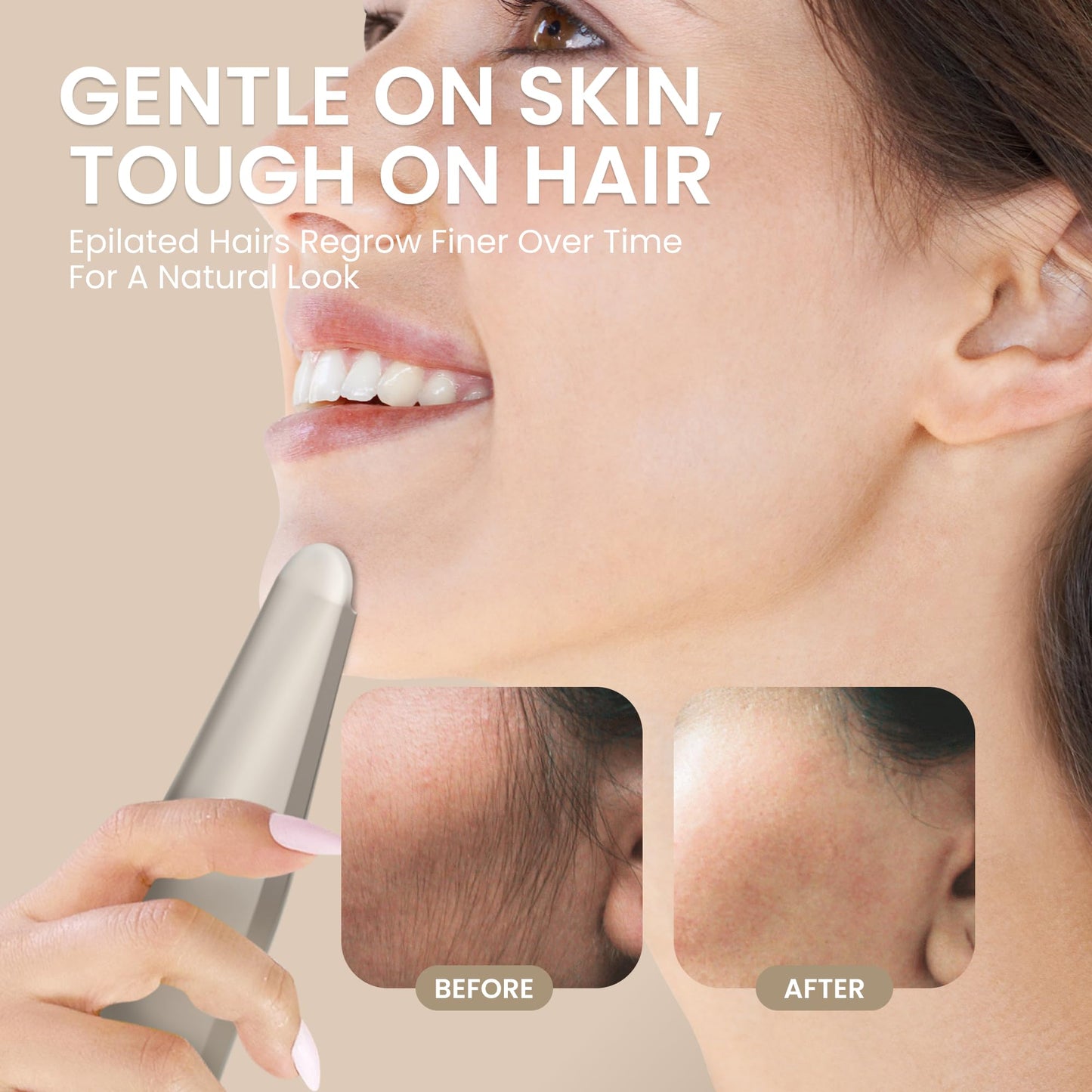 Epilady Esthetic Pearl Cordless Facial Epilator for Women, Compact Face Hair Removal Device, Precision Coil Tweezer System, Battery Powered, Includes Cleaning Brush, Trimming Guide, and Travel Pouch
