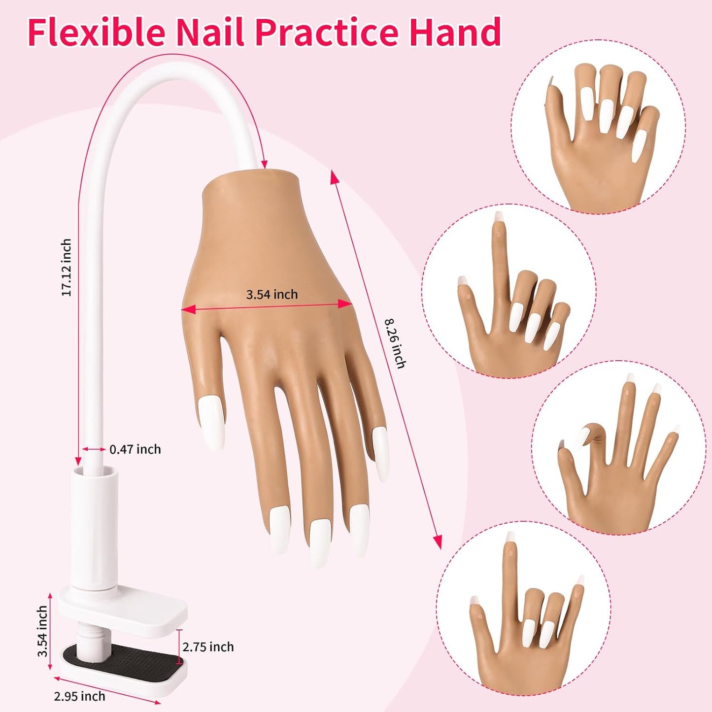 Acrylic Nail Practice Hand - Flexible Fake Mannequin for Training | Ideal for Nail Tips
