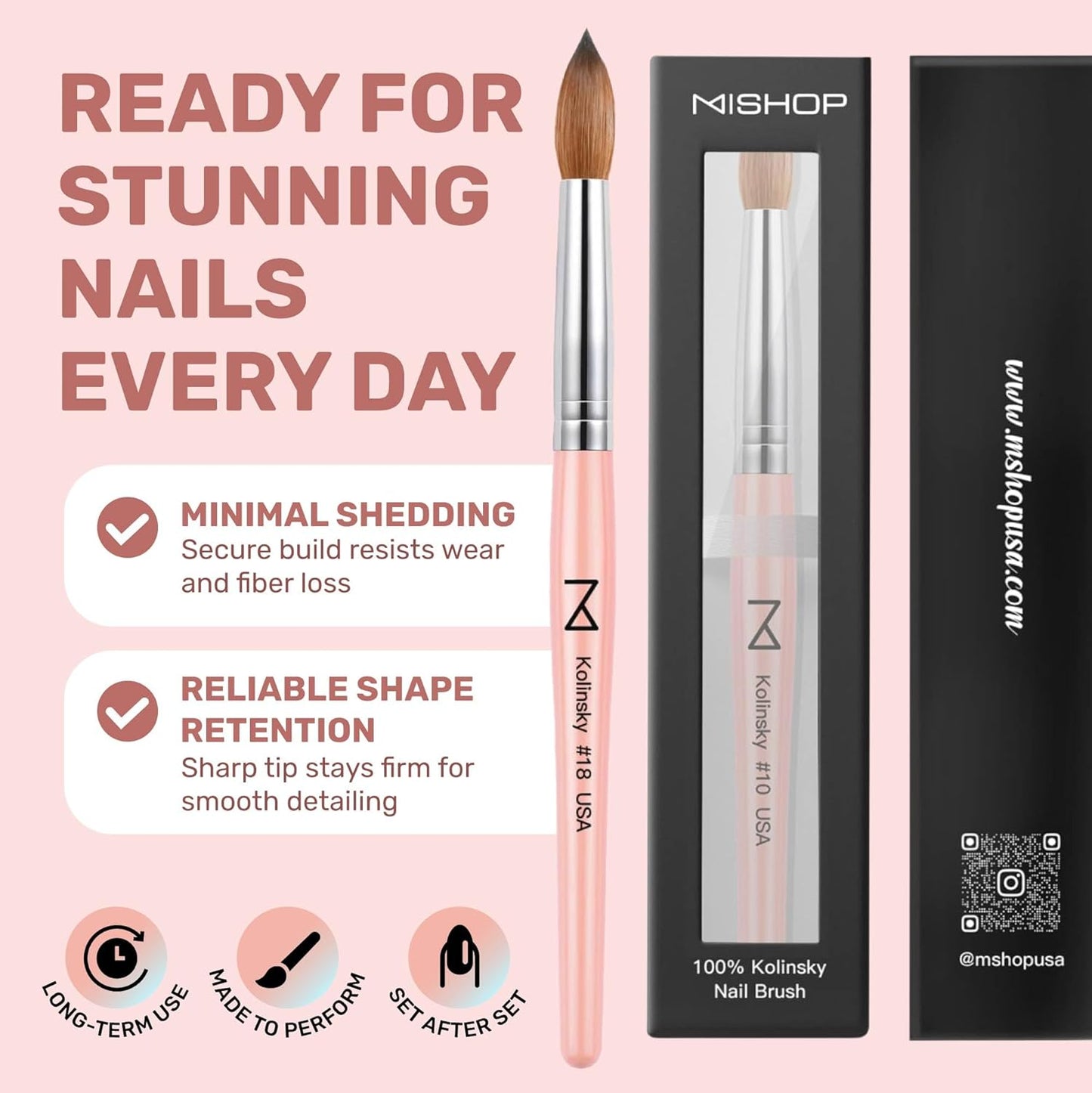 Majesti Pink 100% Kolinsky Acrylic Nail Brush - Professional Sculpting Tool for Nail Technicians | Size #10