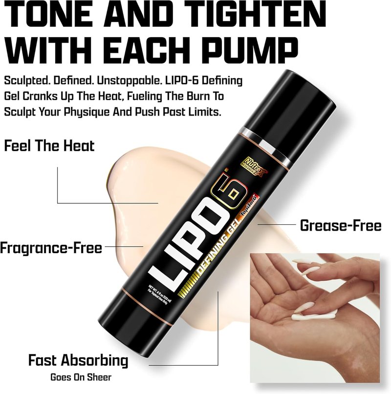 Lipo6 Defining Gel - Sweat Enhancing Cream for Weight Loss | Waist Trimmer Bundle for Men & Women