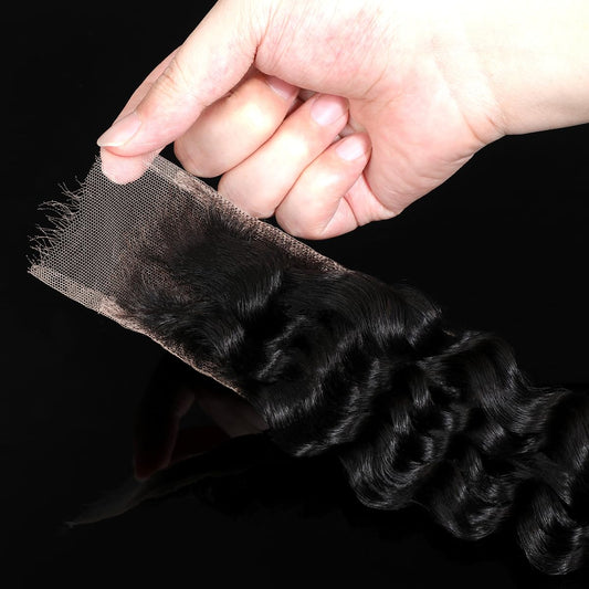 CindiRiver 2x6 HD Lace Closure Deep Wave 14 Inch Virgin Human Hair, Invisible Swiss Real HD Lace, Natural Hairline, Skinlike Lace Frontal Closure Only