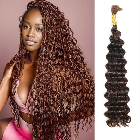 Human Braiding Hair, 18 Inch Deep Water Wave Bulk Human Hair for Braiding 12A No Weft 100% Brazilian Virgin Curly Human Hair for Boho Knotless Braids 1 Bundles/Pack 50g Natural Color