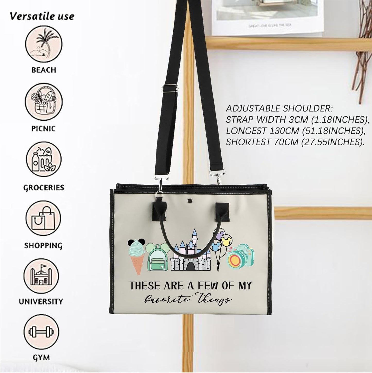 Fairytale Fans Tote Bag - Mouse Family Trip Snacks & Makeup Organizer | Magic Kingdom Design