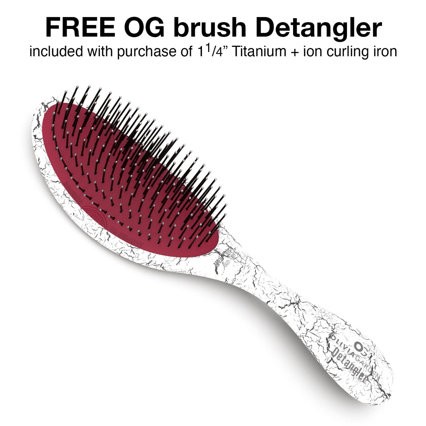Olivia Garden Titanium + Ion Professional Curling Iron for All Hair Types - Includes Heat Resistant Heat Mat/Pouch and 1 Detangling Brush - 5 Heat Settings - 1.25” Long Barrel Diameter