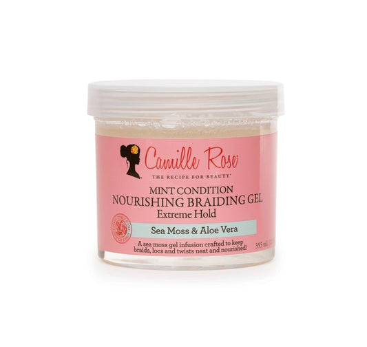Camille Rose Braiding Gel, Mint Condition – Sea Moss & Aloe Vera Braid Gel for Dry, Itchy Scalp, Flake & Frizz Control, 12 Oz