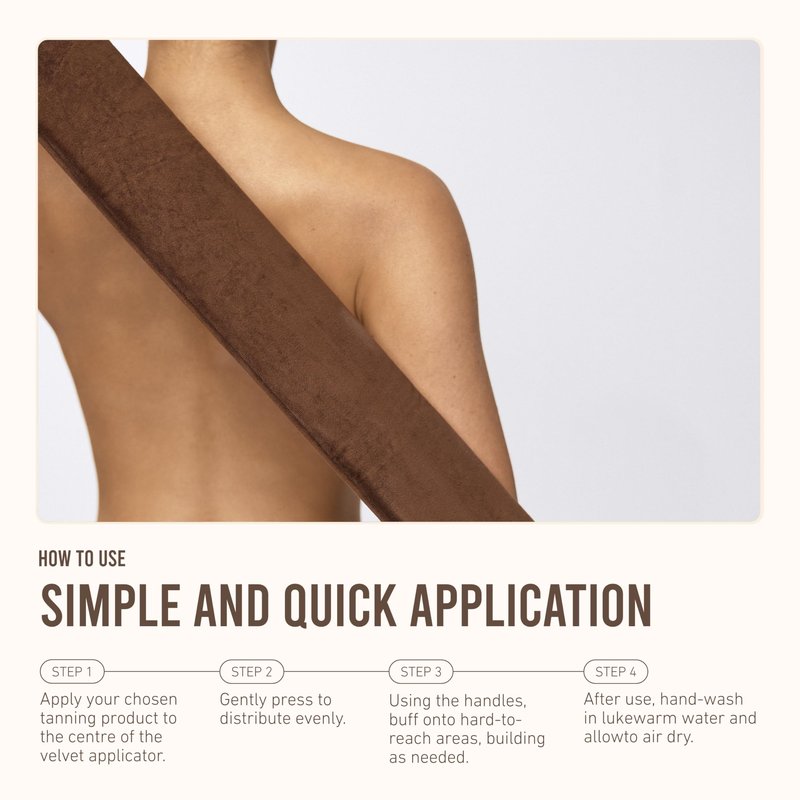 VITA LIBERATA Back Tanning Applicator, Self Tanning Mitt, Super Soft Velvet with Strong Straps, for Back and Body, Streak Free Application for Lotions, Creams or Mousse, Vegan and Cruelty Free