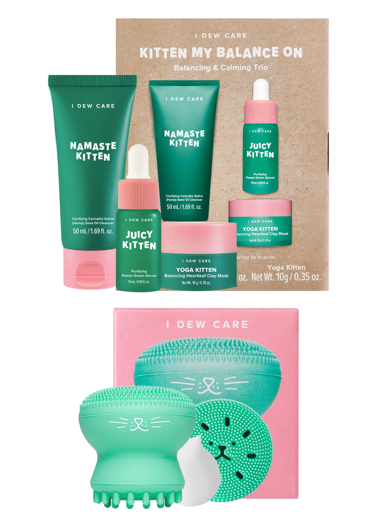 I Dew Care Kitten Glass Skincare Set - Perfect Gift for Girls and Women | Stocking Stuffers, Holiday, Christmas
