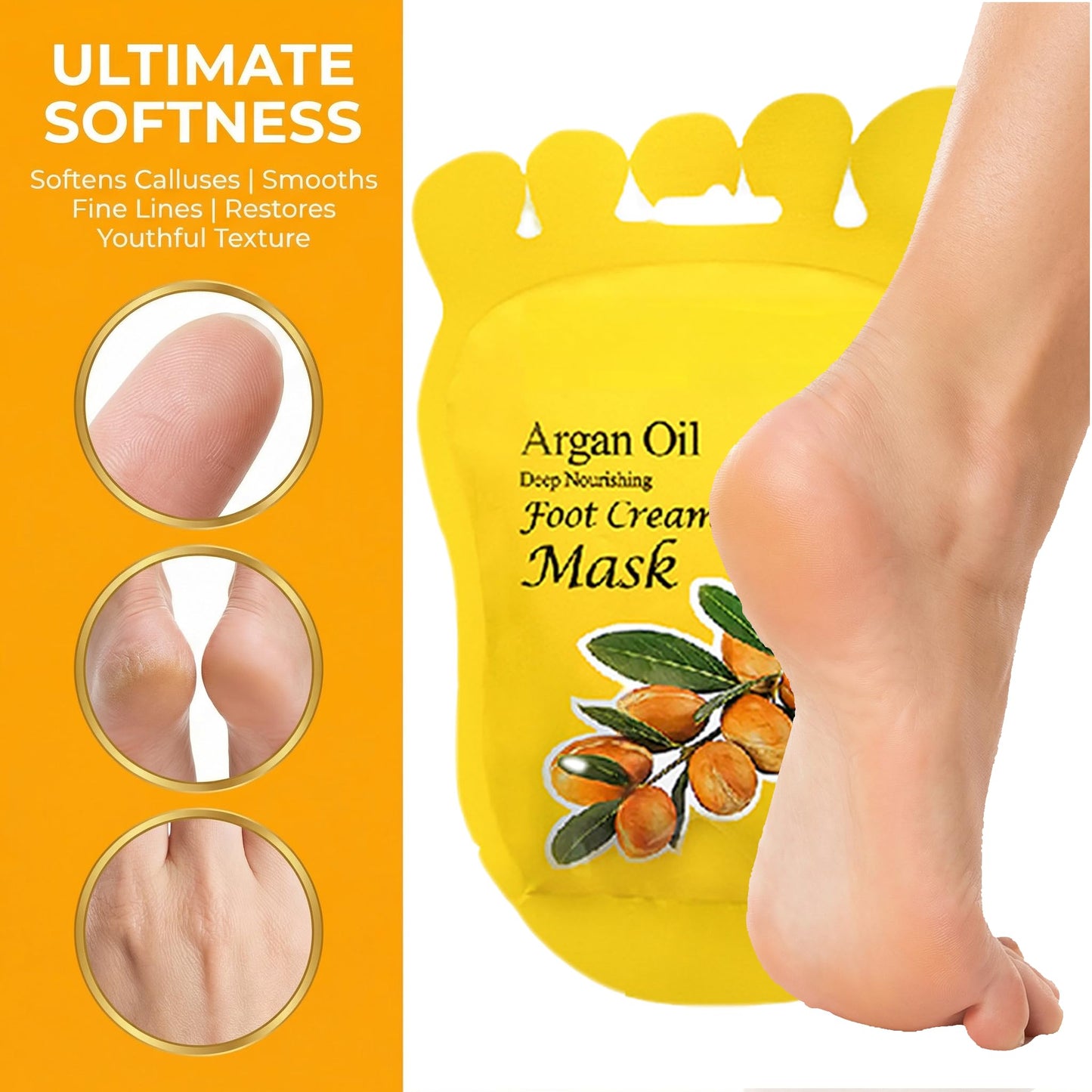 Elitzia Argan Oil Hand Mask & Foot Mask Set 10 Packs (5 Socks & 5 Gloves) Deep Nourishing Moisturizing Hydrating Gloves for Dry Cracked Rough Hands & Feet Self-Care Home Spa for Women Seniors ETAO10
