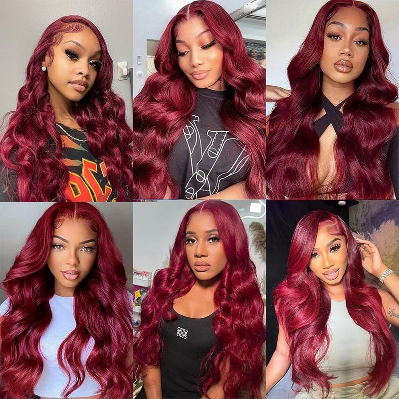 GLSMOSNW Burgundy Human Hair Bundles 10 12 14 Inch Wine Red Bundle Unprocessed Brazilian Virgin Human Hair Extensions 99j Body Wave Bundles For Women