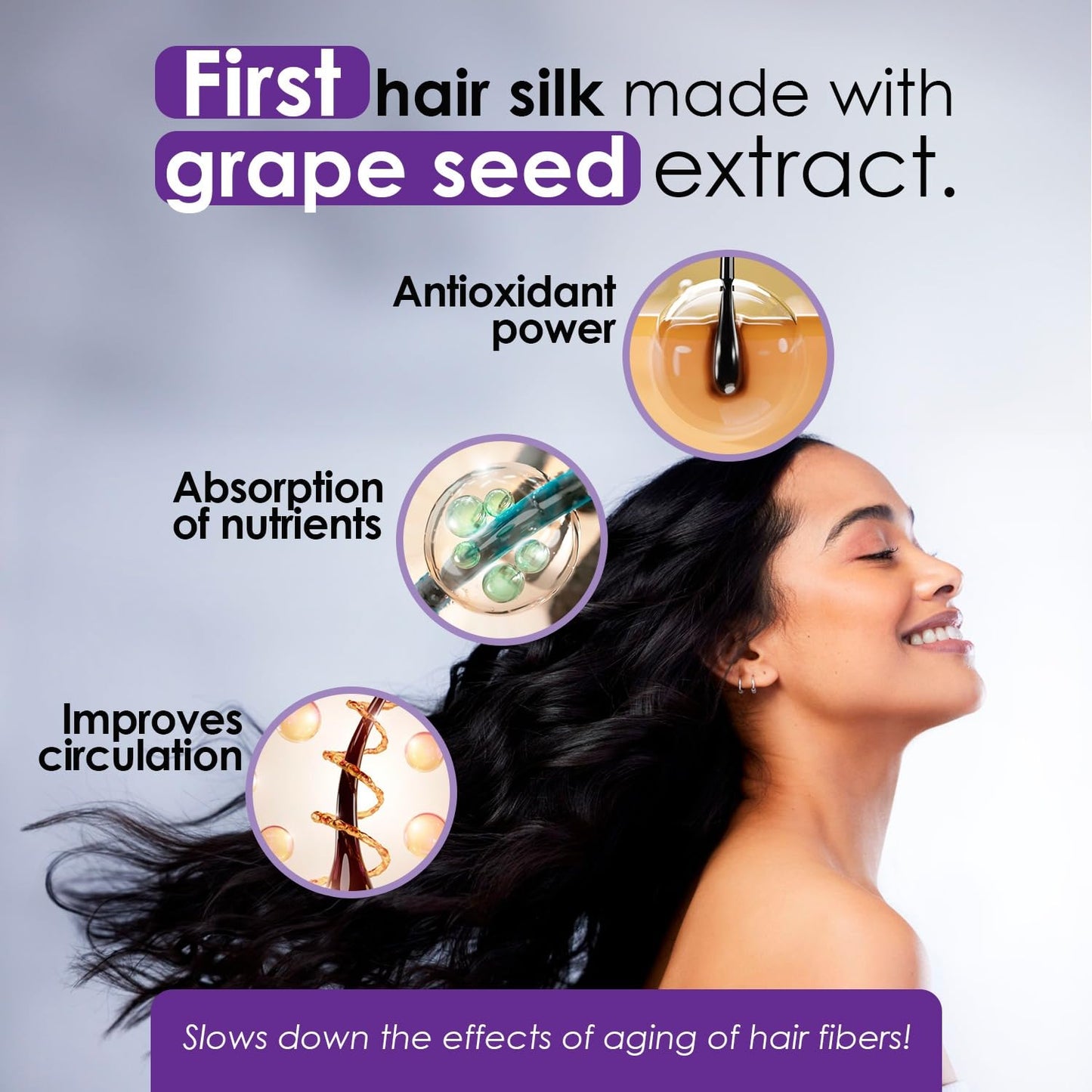 OURO Anti-Frizzy Hair Silk with Grape Seed Extract - Restores, Strengthens, Smooths, Provides Extreme Protection, Prevents Split Ends, Adds Shine (2.20 Fl Oz)