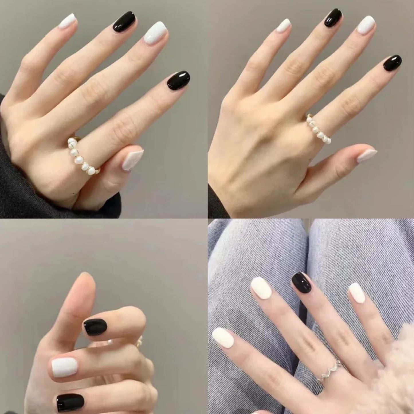 COSMOO White and Black 2pcs Nail Polish, 12ml Quick Dry Nail Lacquer, Super Lustrous Nail Enamel Polish, Shimmer Iridescent Ultrachrome Nail Art Varnish, 0.41 fl oz/pcs (Black + White)