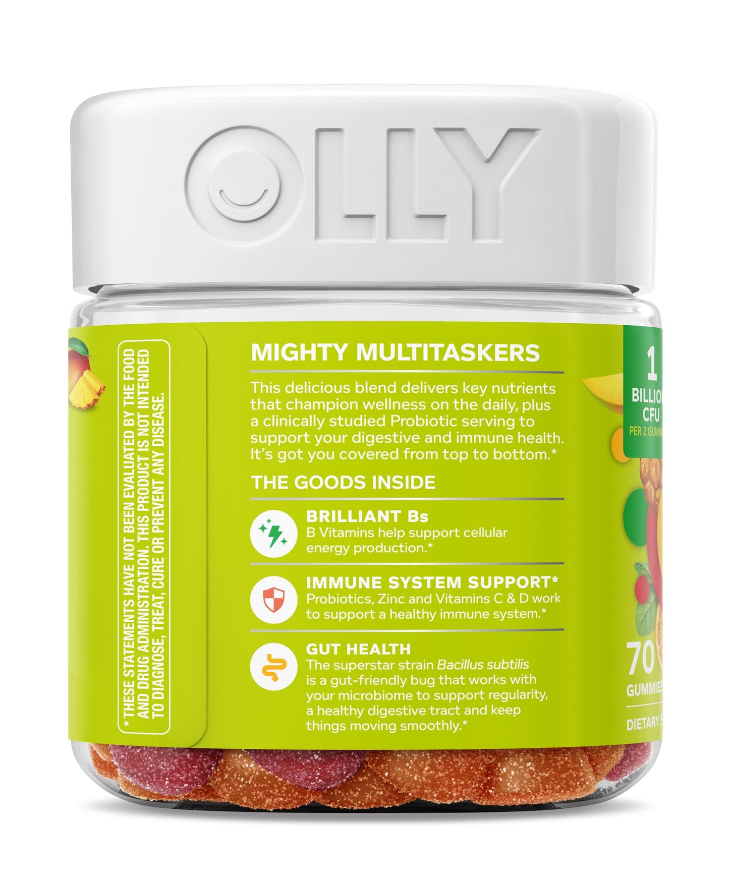OLLY Multi + Probiotic Adult Multivitamin Gummy, Digestive and Immune System Support,* Chewable Supplement, Tropical Flavored, 35 Day Supply - 70 Count