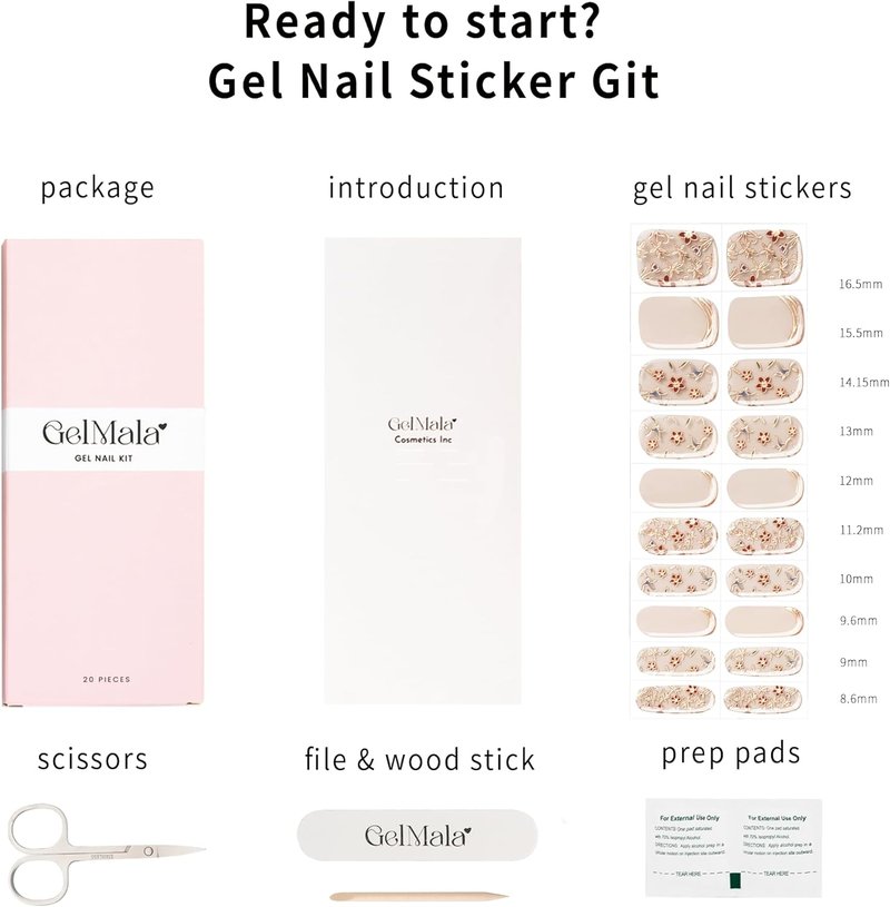 Semi Cured Gel Nail Strips - Oriental Design, Long-Lasting & Easy to Apply | Perfect for Beginners