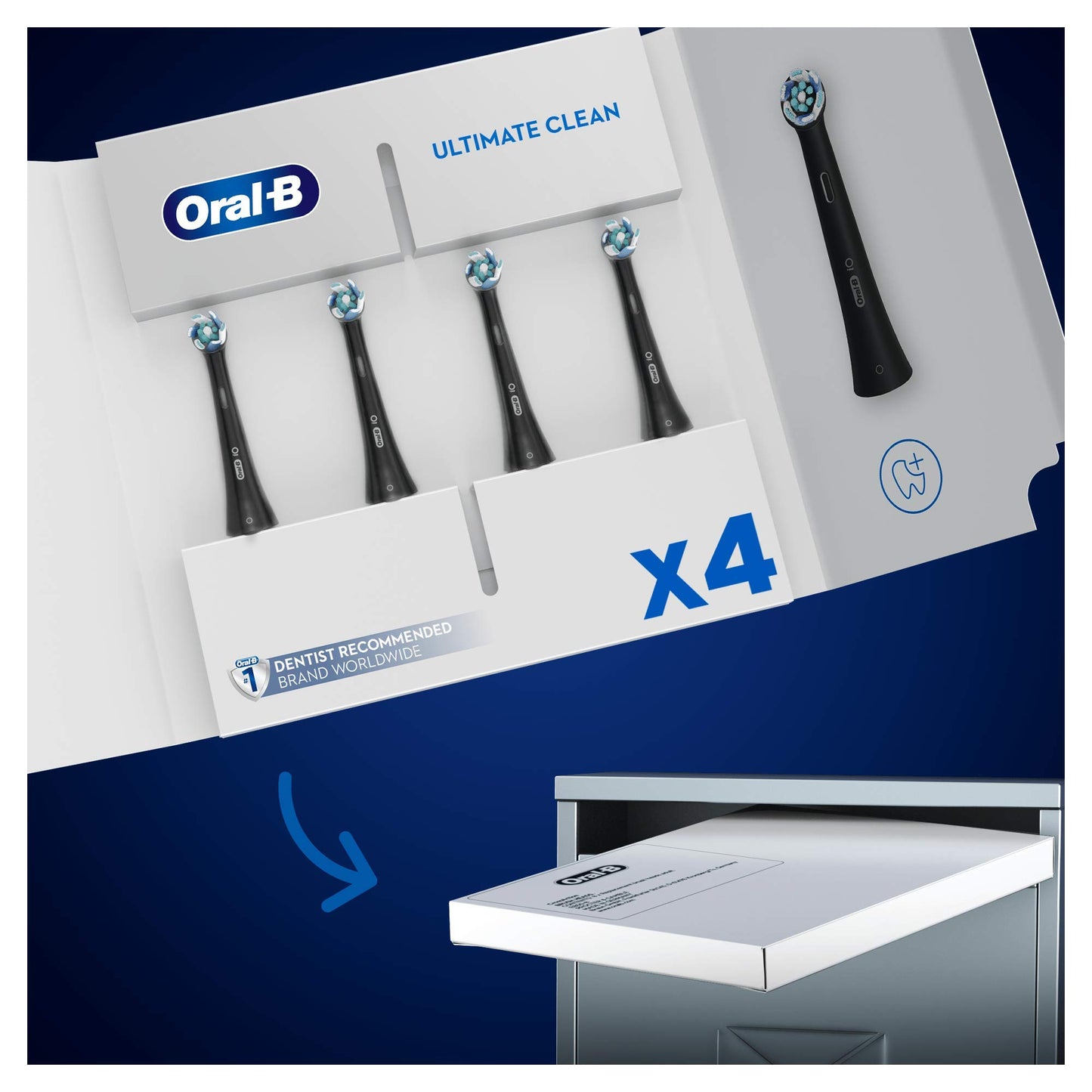 Oral-B iO Ultimate Clean Replacement Brush Heads, Advanced Deep Cleaning, Black, Pack of 4