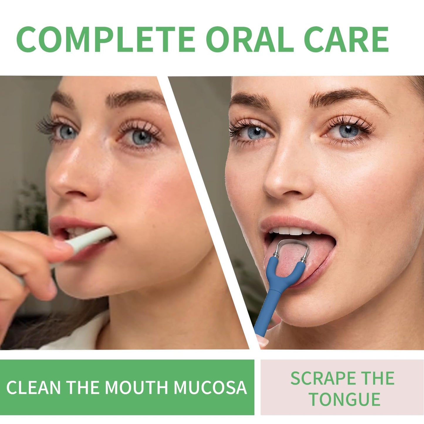 Effective Tongue Scraper and Oral Mucosal Cleaner Kit for Adults - Ergonomic Tongue Cleaner Promotes Fresher Breath, Mild Solution Oral Mucosal Cleaner package, Personal Care Essential (Blue)