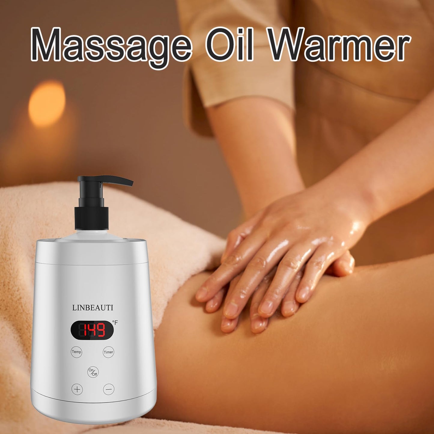Professional Massage Oil Warmer Bottle Lotion Heater for SPA, Automatic Oil Warmer Heated Essential Lotion Cream with Two Oil Bottle Dispenser for Salon, Barber Shops, Home