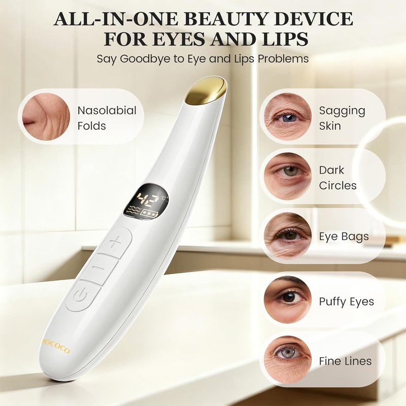 Eye Lift Wand - Temperature Control Eye Massager for Dark Circles & Puffiness | White