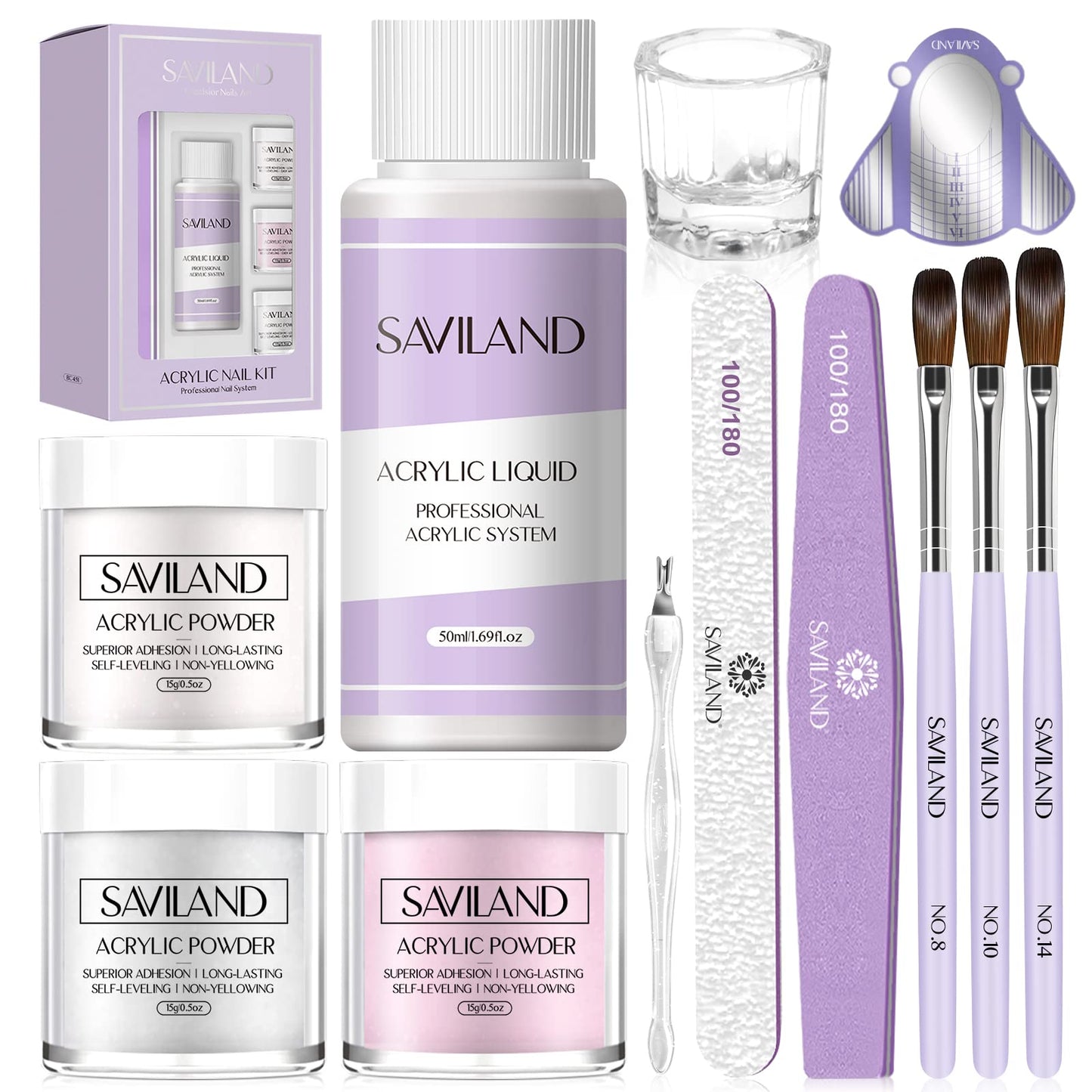 Saviland Acrylic Nail Kit for Beginner with Nail Tips Set