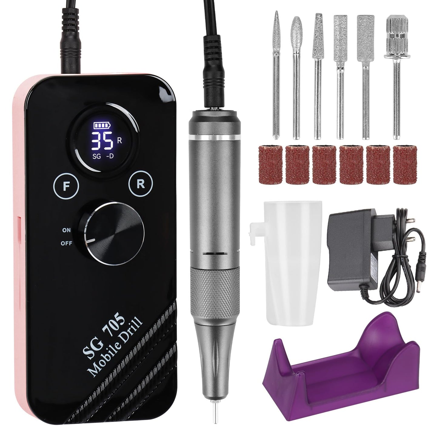 SG705 Mobile Drill Portable Nail Mobile Drill for Professional Manicure and Pedicure, Precision Electric Nail Tool for Smooth Nail Shaping and Polishing, Cordless and Rechargeable
