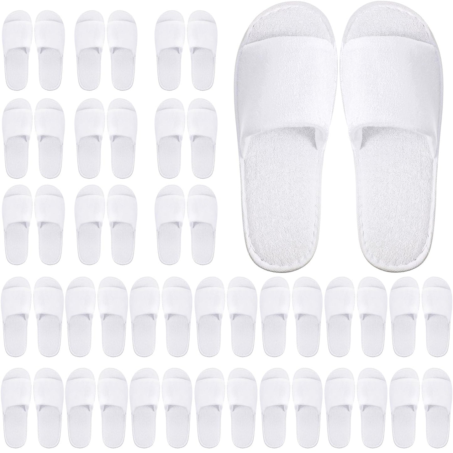 Geyoga 24 Pairs Spa Disposable Slippers Open Toe Non Slip Slippers for Women Men Guests Hotels Home Party Housewarming(White)