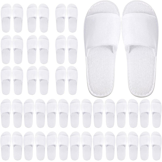 Geyoga 24 Pairs Spa Disposable Slippers Open Toe Non Slip Slippers for Women Men Guests Hotels Home Party Housewarming(White)