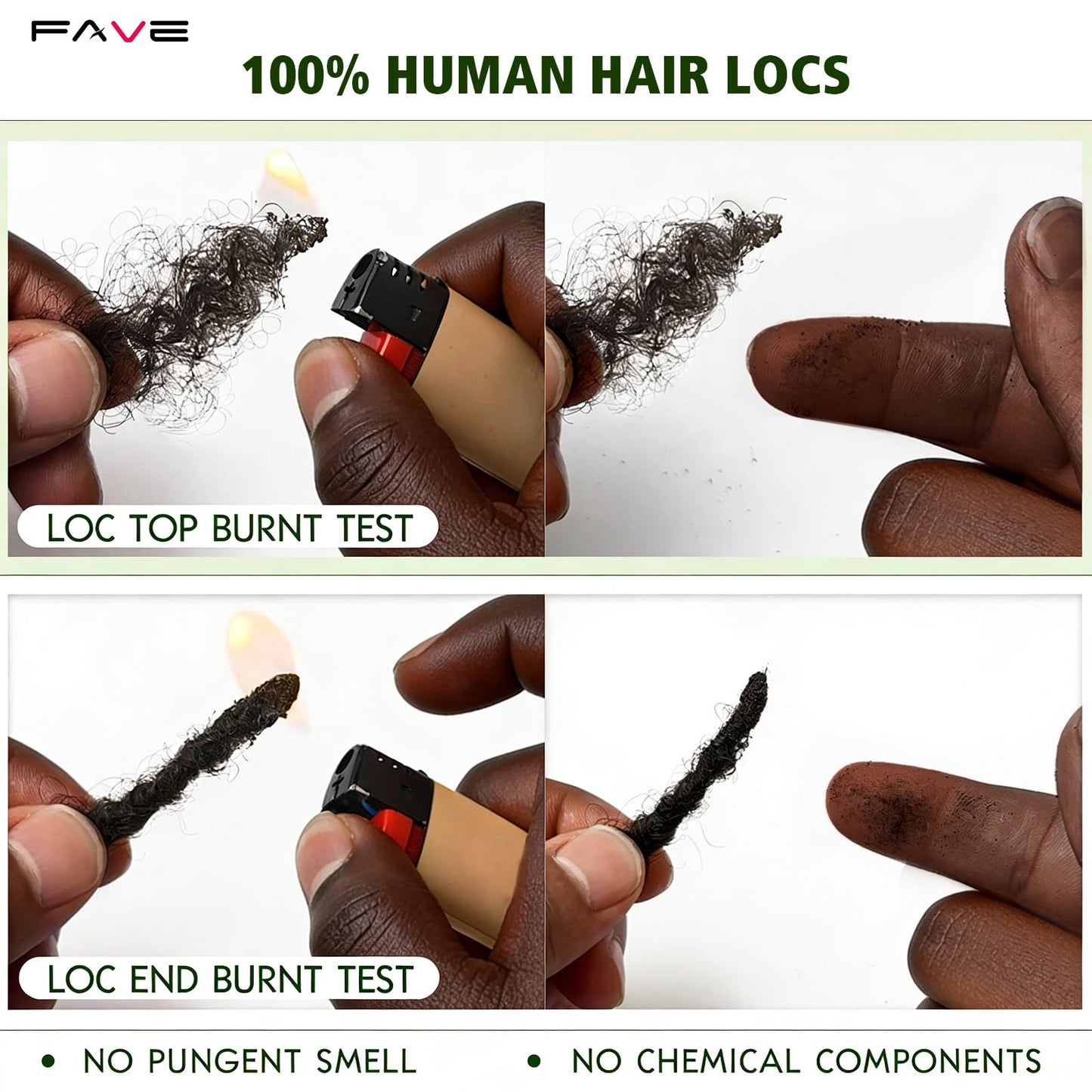 FAVE 6" Loc Extensions Human Hair Anti-Shedding & Natural Dreadlocks