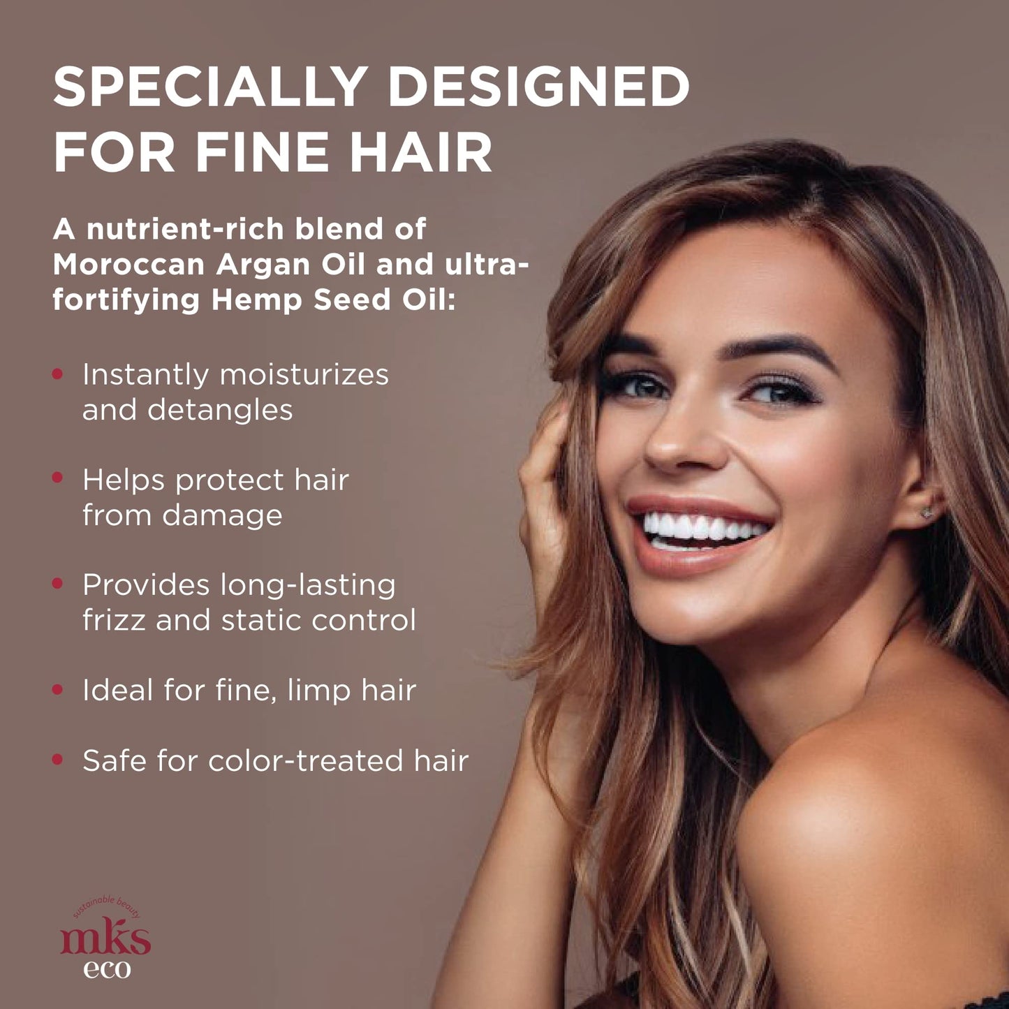 MKS eco X - Leave-In Treatment & Detangler - Moroccan Argan Oil, Hemp Seed Oil - Vegan & Cruelty Free