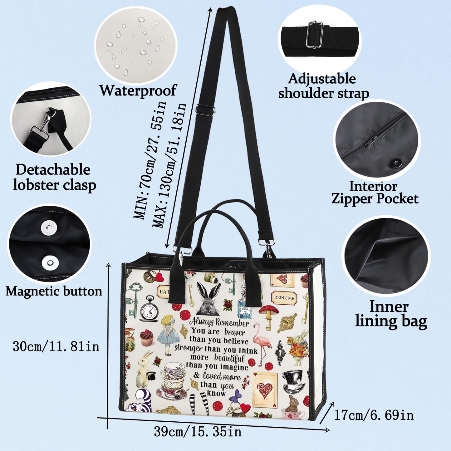 LEVLO Alice Movie Cosmetic Bag Alice Fairy Tale Fans Gift Alice You Are Braver Stronger Smarter Than You Think Merch (Alice LT)