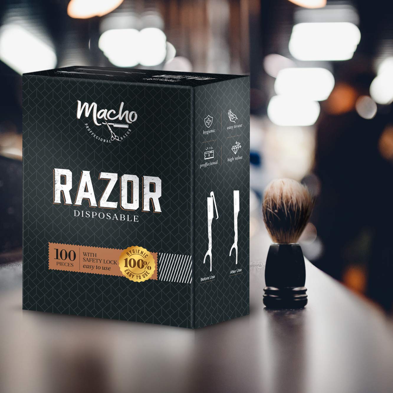 Professional Straight Razors for Men - 100 Disposable Edge Razors with Stainless Steel Blades | Essential Barber Accessories for Close Shaving