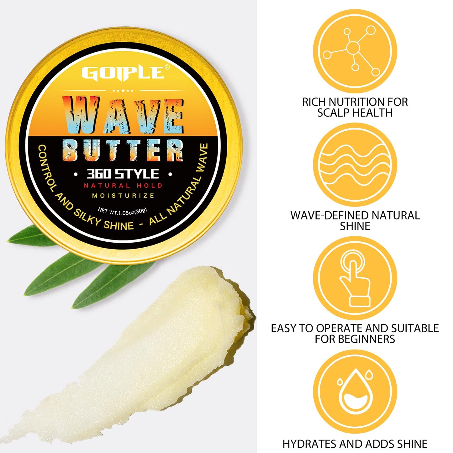 Wave Pomade for Men - Strong Hold, Easy Wash, Promotes Layered Waves, Moisture, Silky Shine, Hair Cream, Grease, Brush, Durag, Cap Set (Red)