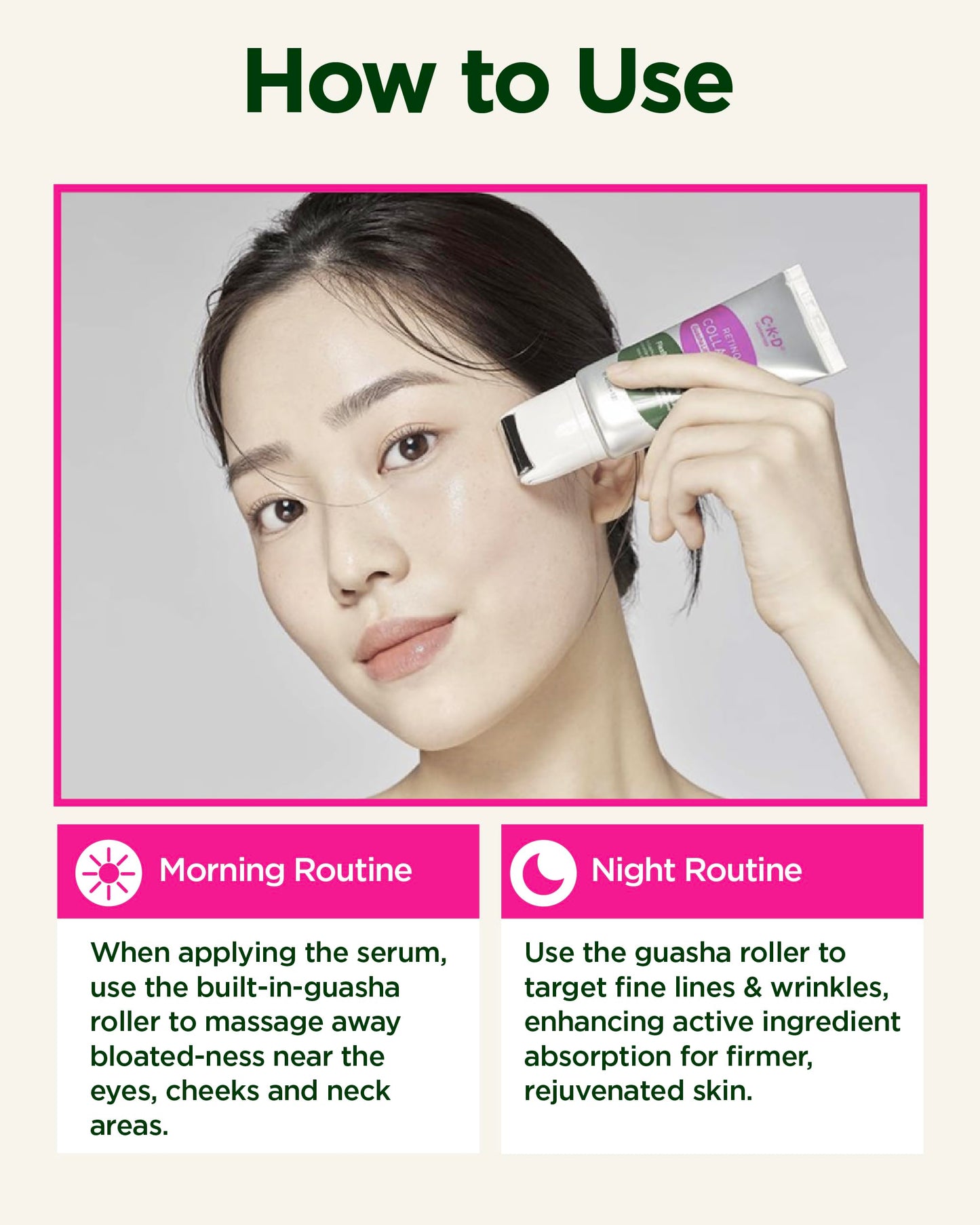 CKD Retinal Collagen Gua Sha Face Serum, Cooling Massage Head