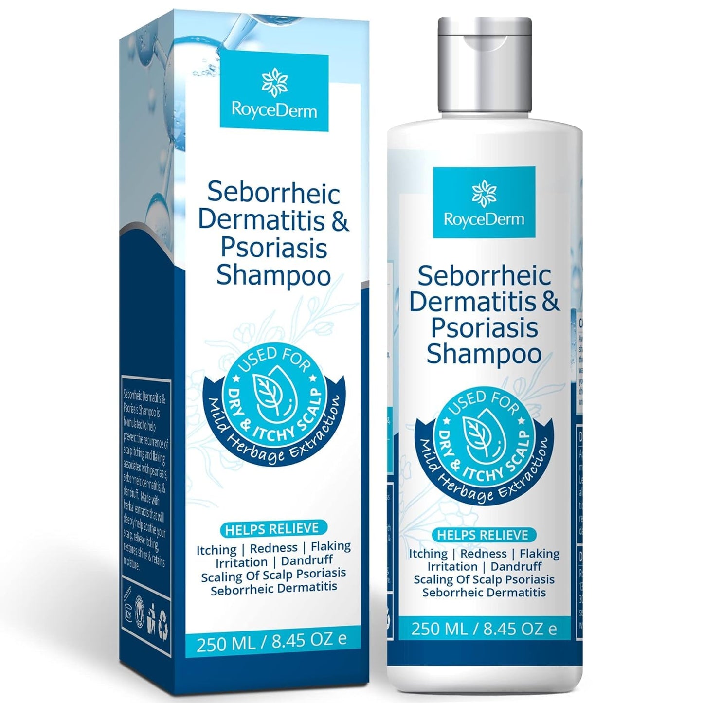 Roycederm Seborrheic Dermatitis & Psoriasis Shampoo for Dandruff - Helps Relieve Itching, Flaking & Scaling, Dry Itchy Scalp