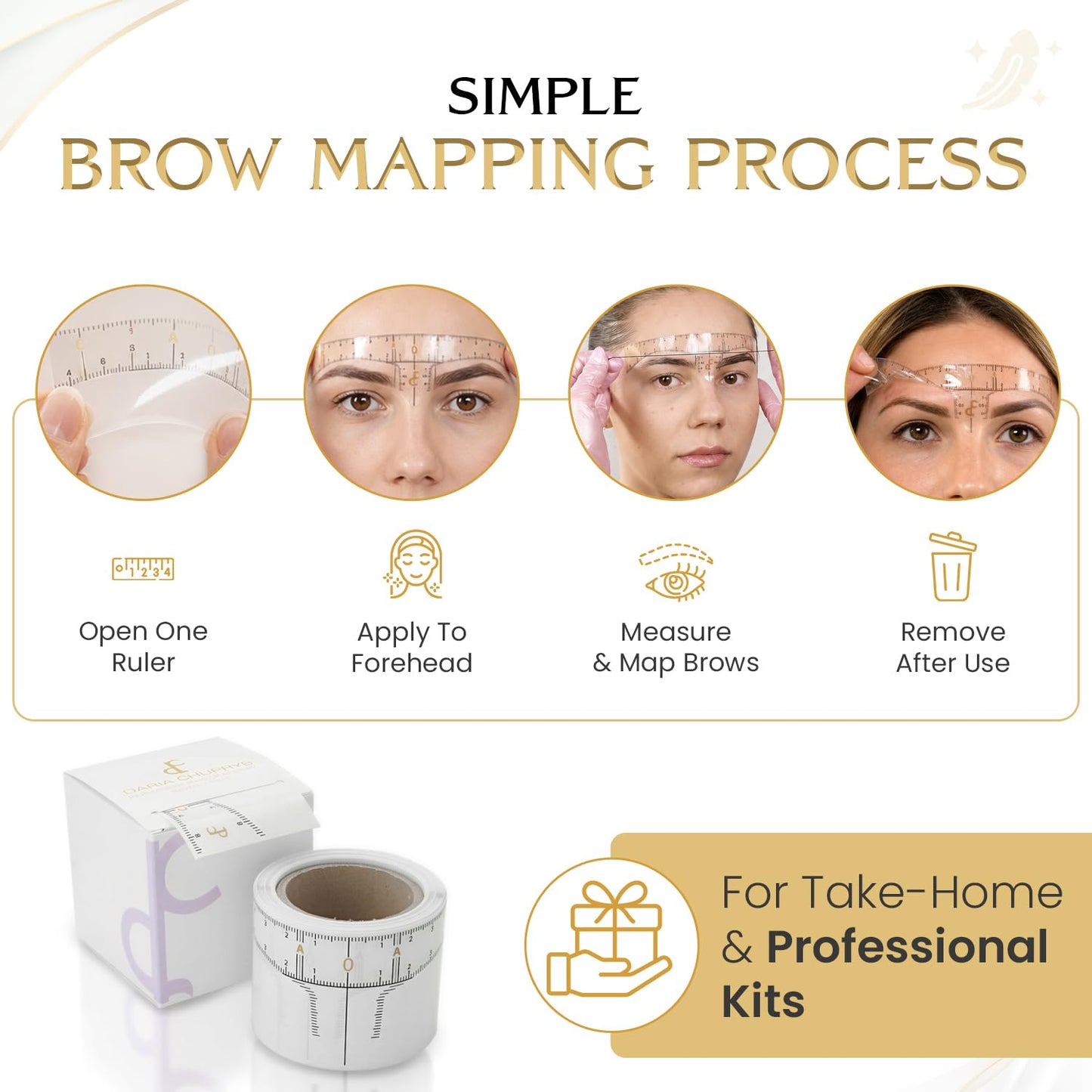 Daria Chuprys Original Golden Brows Eyebrow Measurement Ruler Roll of 50pcs