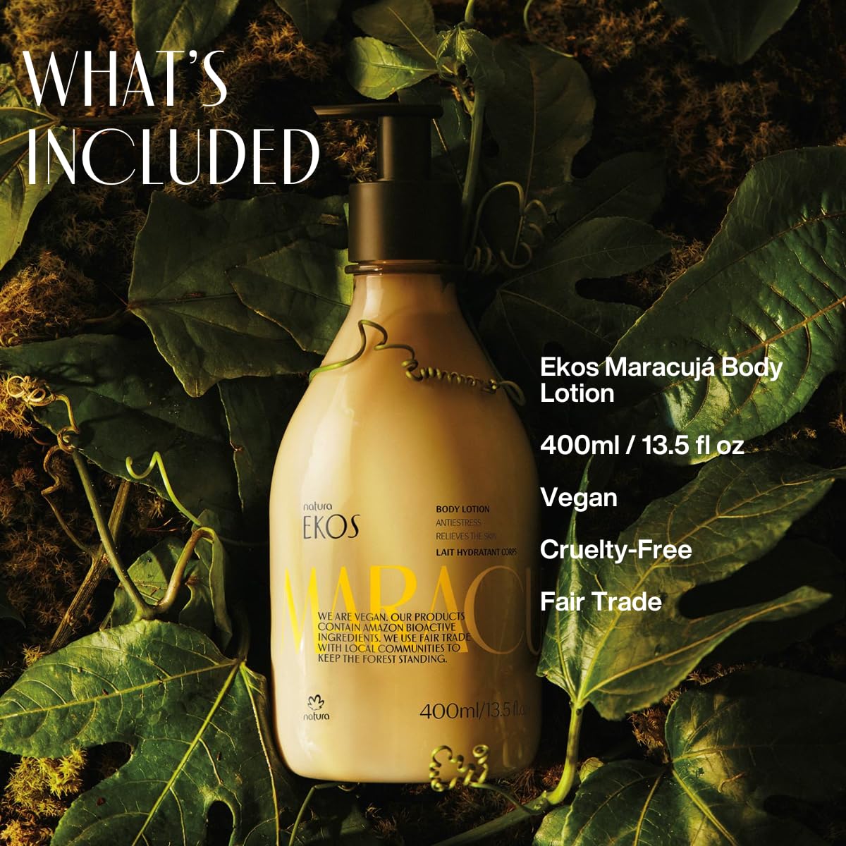 natura - Ekos Passion Fruit Relieving Body Lotion - Calming Lotion - 24 Hours of Hydration - Essential Fatty Acids - Vegan Skin Care - Brazilian Beauty Secrets - 13.5 fl oz (400ml)