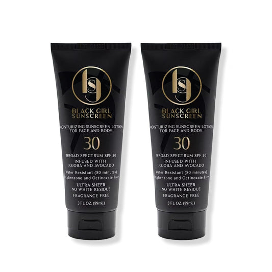 Black Girl Sunscreen SPF 30 for the Face & Body - Moisturizing Sun Protection, SPF 30, Sun Lotion for Women, Ultra Sheer, Travel Size, No White Cast for Melanin Rich Skin - 3 fl oz, 2-Pack