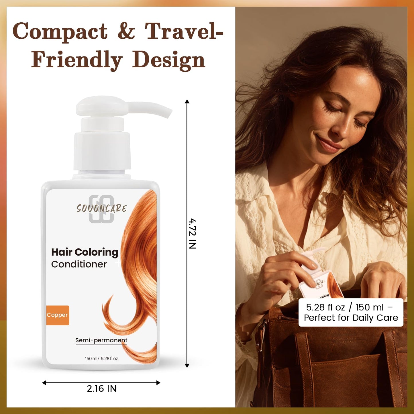 SOVONCARE Light Copper Hair Color Depositing Conditioner Mask 5.28 OZ, Cruelty-Free