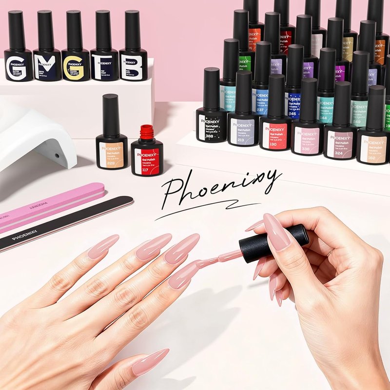 53 Pcs Gel Nail Polish Kit - UV Light & Nail Drill, 35 Colors with Glossy, Matte & Glitter Finishes | Perfect DIY Home Manicure Gift for Women