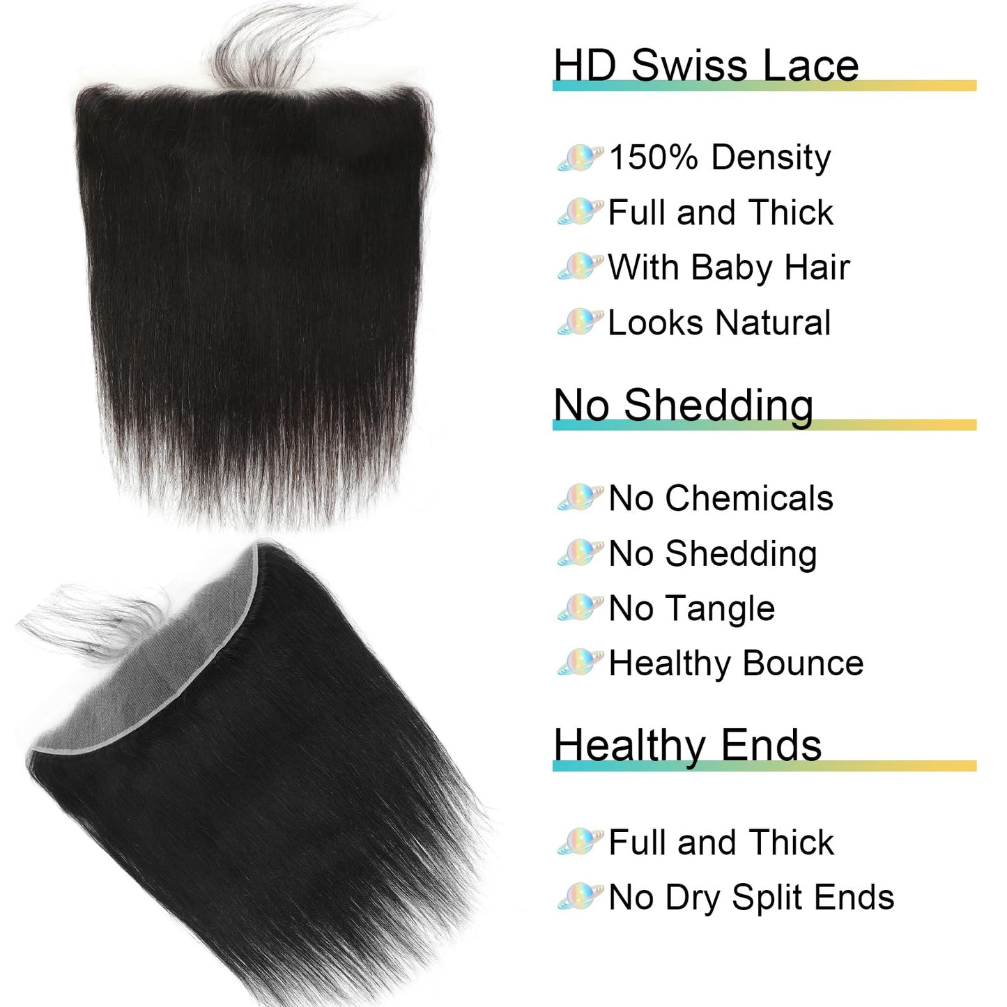 Anjudyreid 13x4 Lace Frontal,0.14mm Ultra-Thin Transparent Swiss HD Lace Pre Plucked with Baby Hair Silk Soft Straight 13A Brazilian Virgin Human Hair Frontal Closure Free Part Single Knots 20inch