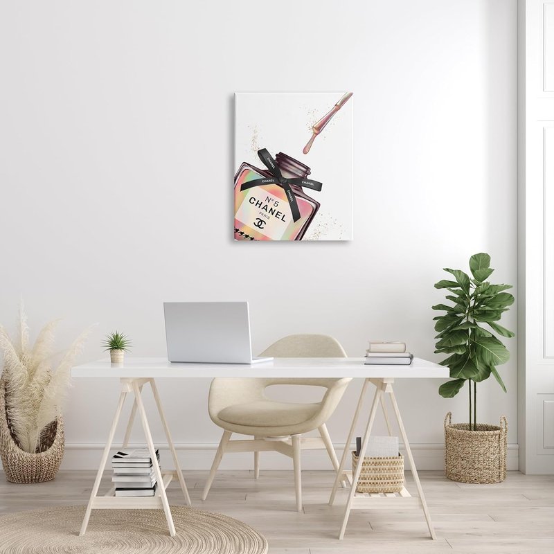 Makeup Nail Polish Brush Rainbow Drip Canvas Art - 24x30 Inches, Easy to Hang, Sturdy Design