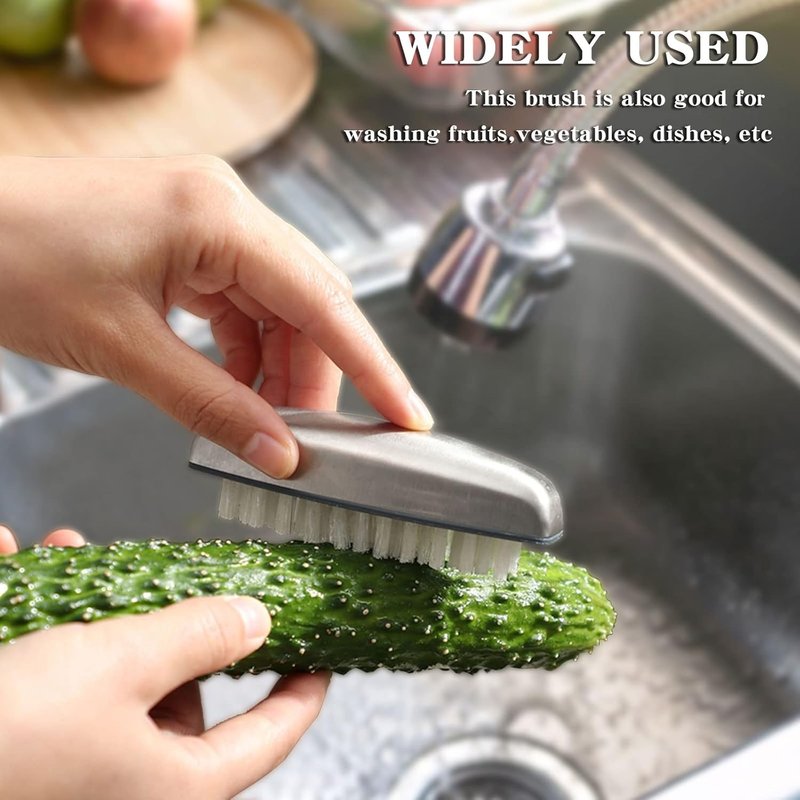 Beomeen Nail Brushes - Stainless Steel Fingernail & Toenail Cleaner | Non-Slip Pedicure Scrubber for Men & Mechanics
