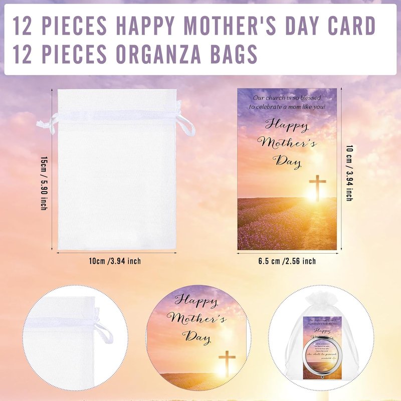 Christian Compact Makeup Mirror Set - 12 Round Pocket Mirrors with Bible Verses & Gift Bags | Perfect Mother's Day Church Gifts