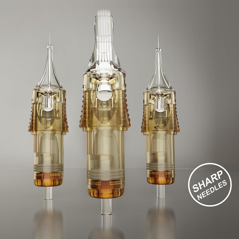 PEPAX Lance Tattoo Needles Cartridge 1015CML - 20Pcs Tattoo Cartridge Needle #10 Bugpin 15 Curved Magnum Tattoo Cartridge Diameter 0.30mm Long Taper 5.0mm Safety Membrane Makeup Machine
