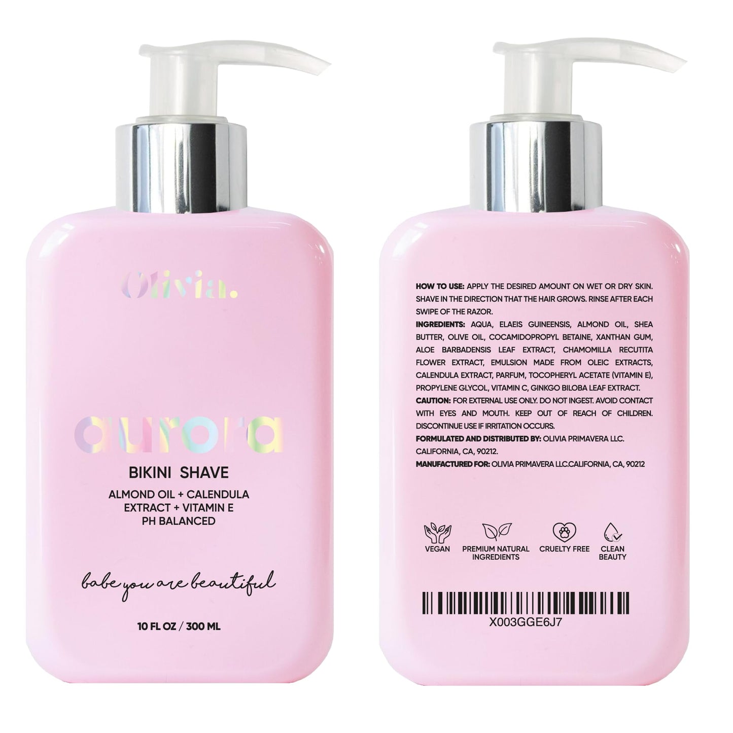Olivia Beauty Ultra-Gentle Shaving Cream for Women - Organic Shave Butter, Intimate Bikini & Leg Shave Cream - Moisturizing & Fragrance-Free - Ideal for Sensitive Skin - 10 Fl Oz